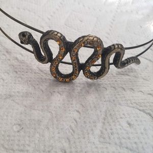 Rustic Snake Headband with Orange Rhinestones